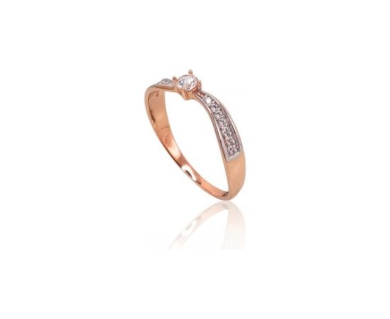 Золотое кольцо #1100891(Au-R+PRh-W)_CZ, Красное Золото 585°, родий (покрытие), Цирконы, Размер: 17, 1.35 гр.