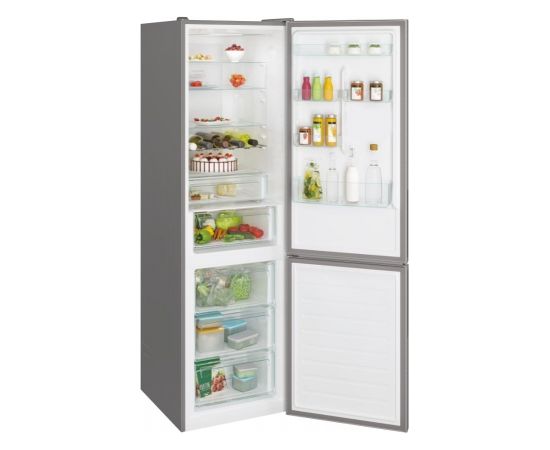 Candy Refrigerator CCE7T620EX Energy efficiency class E, Free standing, Combi, Height 200 cm, No Frost system, Fridge net capacity 258 L, Freezer net capacity 119 L, Display, 37 dB, Silver