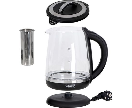 Camry Kettle CR 1290 Standard, 2200 W, 2 L, Plastic/glass, Black/Transparent, 360° rotational base