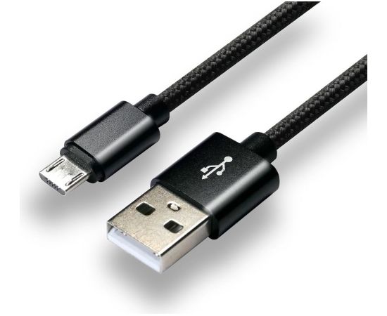 everActive cable micro USB 1m - Black, braided, quick charge, 2,4A - CBB-1MB