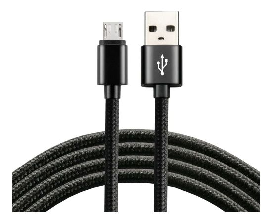 everActive cable micro USB 1m - Black, braided, quick charge, 2,4A - CBB-1MB