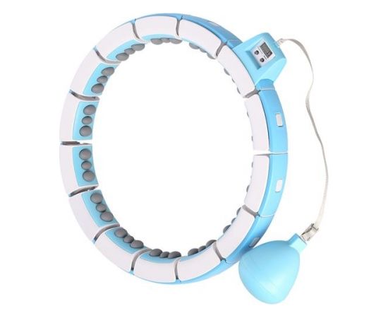 HMS Komplekts ADJUSTABLE HULA HOOP FH06 BLUE WITH WEIGHT AND COUNTER + WAIST SUPPORT BR160