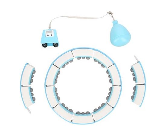 HMS Komplekts ADJUSTABLE HULA HOOP FH06 BLUE WITH WEIGHT AND COUNTER + WAIST SUPPORT BR160