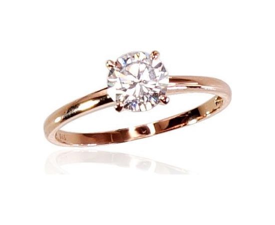 Золотое кольцо #1100352(Au-R)_CZ, Красное Золото 585°, Цирконы, Размер: 16.5, 1.54 гр.