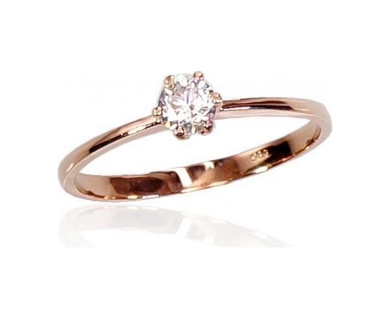 Золотое кольцо #1100345(Au-R)_CZ, Красное Золото 585°, Цирконы, Размер: 15, 1.16 гр.