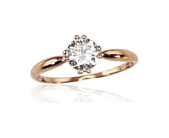 Золотое кольцо #1100242(Au-R)_CZ, Красное Золото 585°, Цирконы, Размер: 15, 1.37 гр.