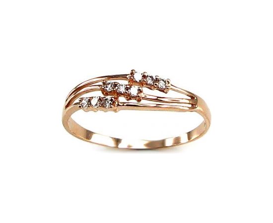 Золотое кольцо #1100060(Au-R)_CZ, Красное Золото 585°, Цирконы, Размер: 16, 1.01 гр.