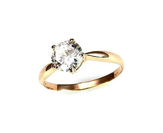 Золотое кольцо #1100010(Au-R)_CZ, Красное Золото 585°, Цирконы, Размер: 18, 1.58 гр.
