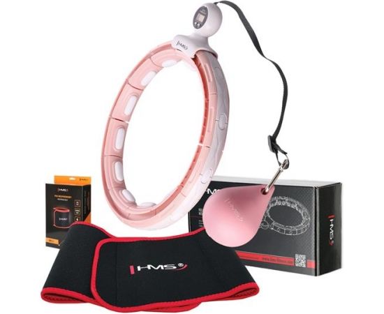 Komplekts HULA HOOP MAGNETIC PINK HHM15 WITH WEIGHT + COUNTER HMS + WAIST SUPPORT BR163 RED