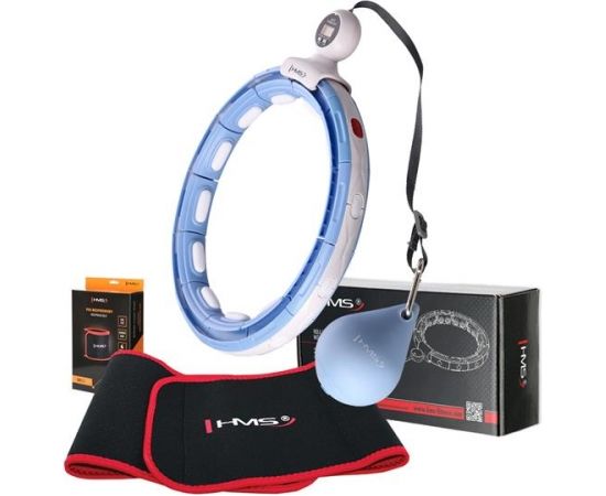 Komplekts HULA HOOP MAGNETIC BLUE HHM15 WITH WEIGHT + COUNTER HMS + WAIST SUPPORT BR163 RED