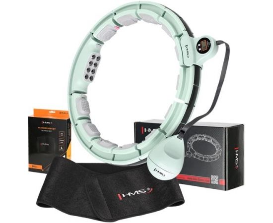 Komplekts HULA HOOP MAGNETIC GREEN HHM13 WITH WEIGHT + COUNTER HMS + WAIST SUPPORT BR163 BLACK