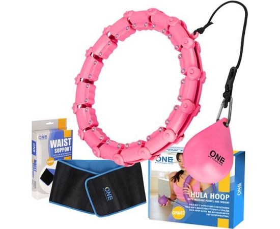 Komplekts HULA HOOP OHA02 PINK WITH WEIGHT ONE FITNESS + WAIST SUPPORT BR160