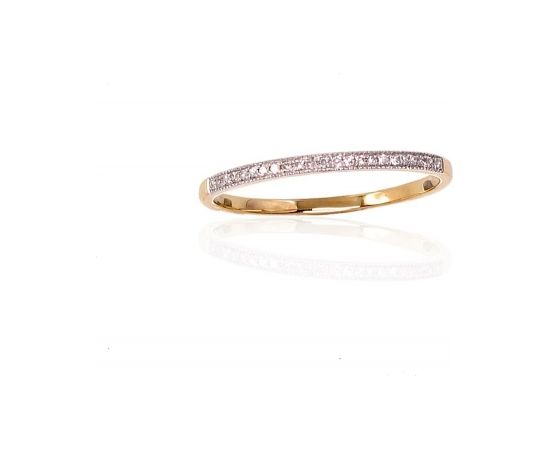 Золотое кольцо #1100414(Au-Y+PRh-W)_DI, Желтое Золото 585°, родий (покрытие), Бриллианты (0,06Ct), Размер: 16, 0.88 гр.
