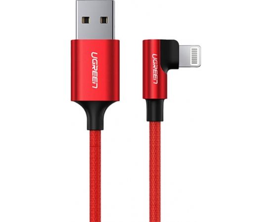 Lightning to USB-A Angled Cable UGREEN US299, 2.4A, 1m (Red)