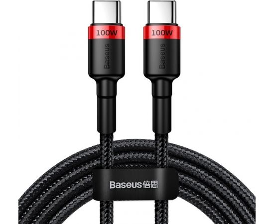 Baseus CATKLF-ALG1 PD 2.0 100W Нейлоновый кабель даных и заряда  USB-C на USB-C 2M Черный-Красный