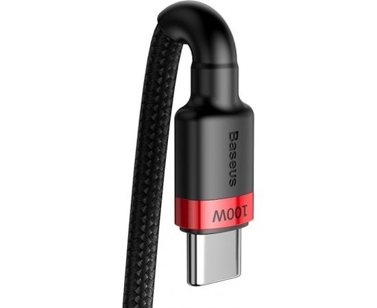 Baseus CATKLF-ALG1 PD 2.0 100W Нейлоновый кабель даных и заряда  USB-C на USB-C 2M Черный-Красный