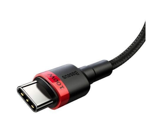 Baseus CATKLF-ALG1 PD 2.0 100W Нейлоновый кабель даных и заряда  USB-C на USB-C 2M Черный-Красный