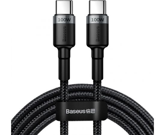 Baseus CATKLF-ALG1 PD 2.0 100W Нейлоновый кабель даных и заряда  USB-C на USB-C 2M Черный-Серый