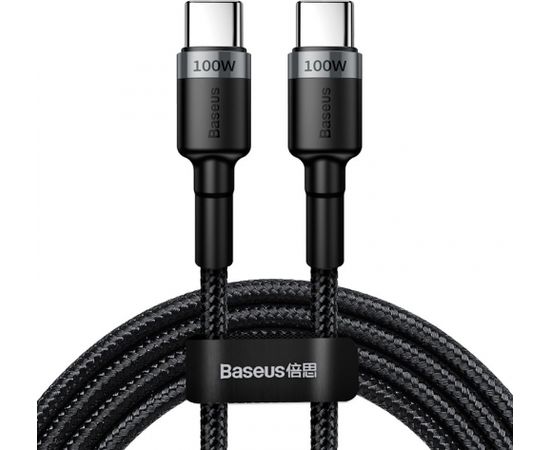 Baseus CATKLF-ALG1 PD 2.0 100W Neilona Datu & Uzlādes Kabelis USB-C tuz USB-C 2M Melns-Pelēks