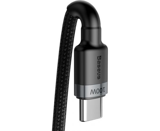 Baseus CATKLF-ALG1 PD 2.0 100W Нейлоновый кабель даных и заряда  USB-C на USB-C 2M Черный-Серый