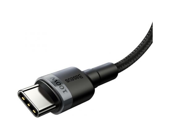 Baseus CATKLF-ALG1 PD 2.0 100W Нейлоновый кабель даных и заряда  USB-C на USB-C 2M Черный-Серый