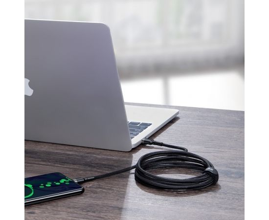 Baseus CATKLF-ALG1 PD 2.0 100W Нейлоновый кабель даных и заряда  USB-C на USB-C 2M Черный-Серый