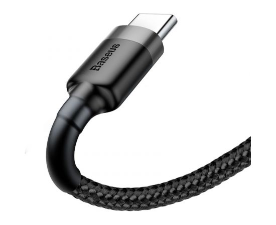 Baseus CATKLF-UG1 Nylon Прочный кабель Данных & Заряда USB-C QC3.0 2A на USB 2.0 3M Черный-Серый