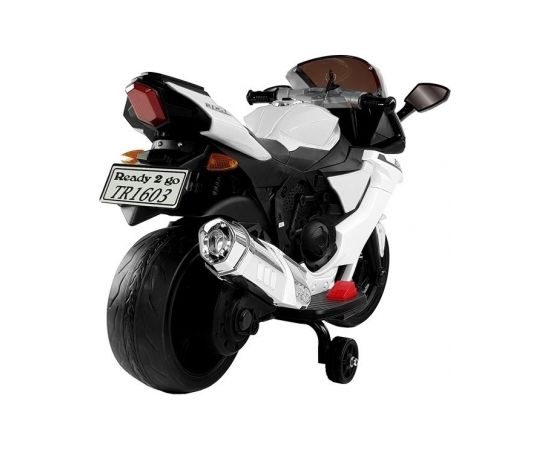 Lean Cars TR1603 Electric Ride-On Motorbike White