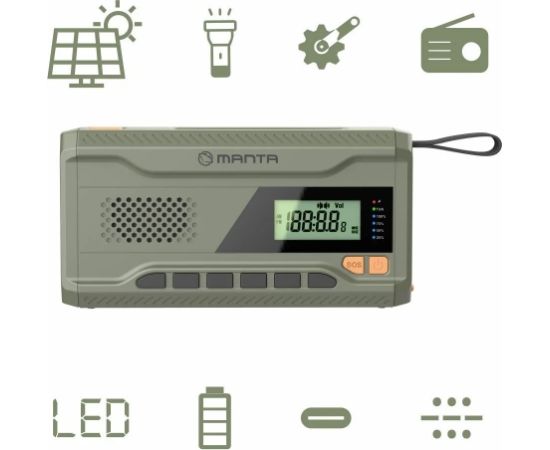 Portable alarm FM radio with solar panel Manta RDI401G