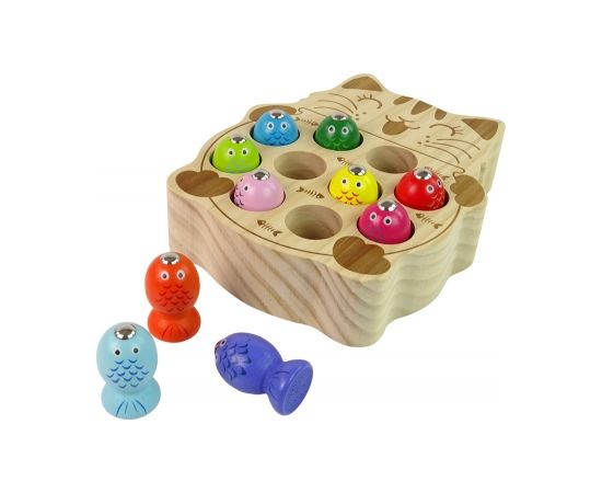 Import Leantoys Wooden Fish Catching Game 2 Fishing Rods Kitten