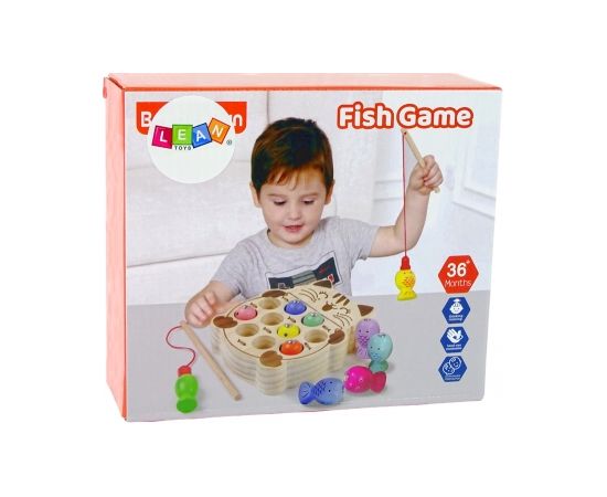 Import Leantoys Wooden Fish Catching Game 2 Fishing Rods Kitten