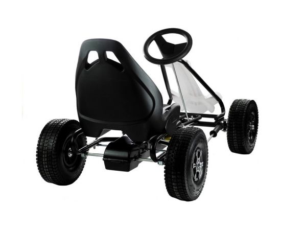 Import Leantoys Go-Cart Monster White/Black - Pumped Wheels With Hand Break