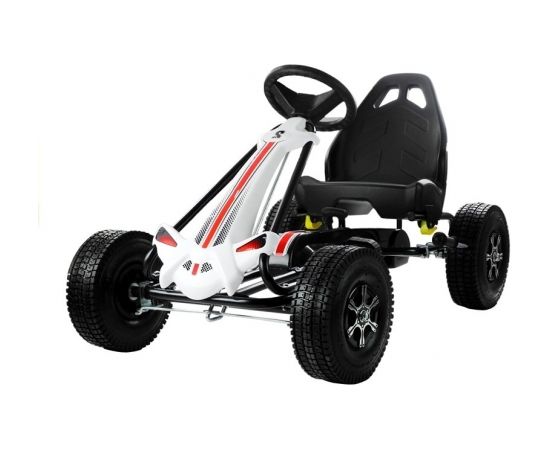 Import Leantoys Go-Cart Monster White/Black - Pumped Wheels With Hand Break