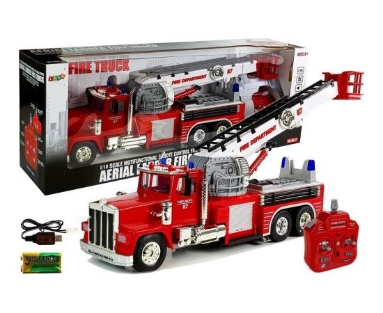 Import Leantoys Firetruck Extendable Rotary Ladder R / C Sound Light Siren