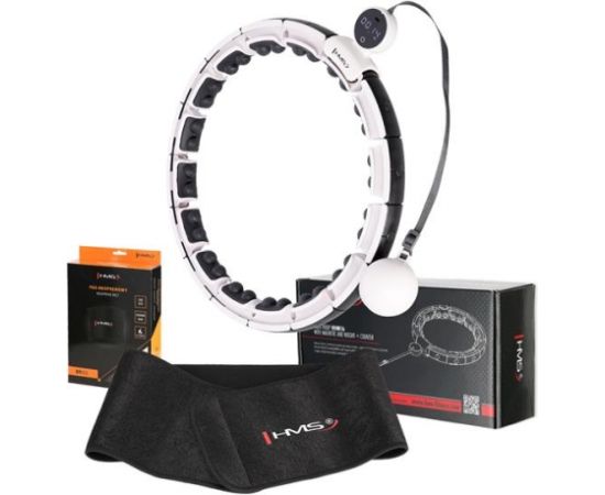 Komplekts HULA HOOP MAGNETIC WHITE HHM16 WITH WEIGHT + COUNTER HMS + WAIST SUPPORT BR163 BLACK