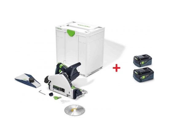 Akumulatora ripzāģis Festool TSC 55 KEB-Basic 18 V (bez akumulatora un lādētāja) + 2x 18V; 5,0 Ah akumulatori dāvanā