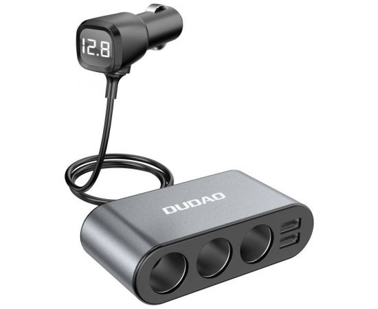 Car charger Dudao R1Pro, 2x USB, 3x lighter socket 12V (black)