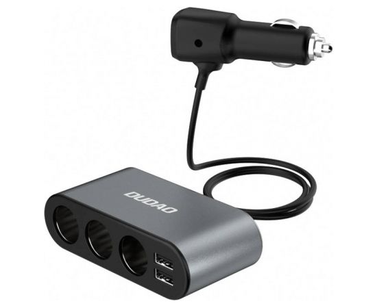 Car charger Dudao R1Pro, 2x USB, 3x lighter socket 12V (black)