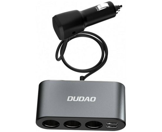 Car charger Dudao R1Pro, 2x USB, 3x lighter socket 12V (black)