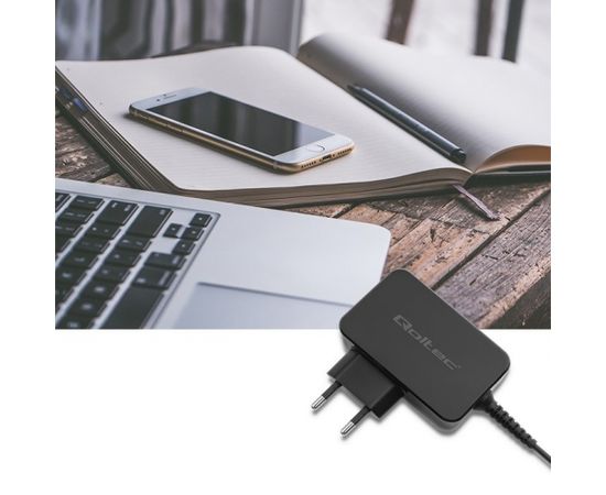 Qoltec 51024 Charger | 65W | 5-20V | 3-3.25A | USB type C | PD | Black