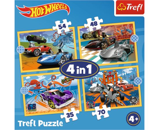 TREFL HOT WHEELS Pužļu komplekts 4 in 1