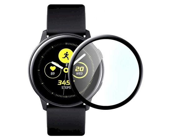 Fusion Nano 9H aizsargstikls pilnam ekrānam Samsung Galaxy Watch Active 2 44 mm melns