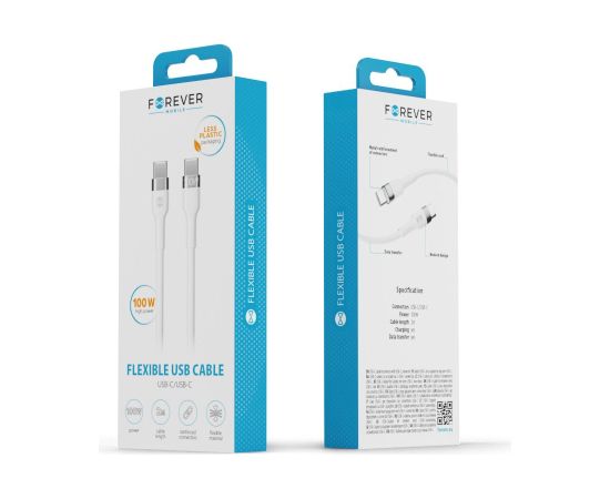 Forever Flexible Kabelis USB-C / USB-C / 2m / 100W