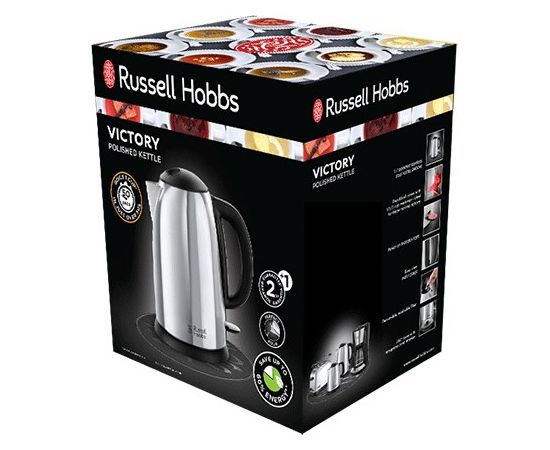 Russell Hobbs Victory electric kettle 1.7 L 2400 W Black, Stainless steel