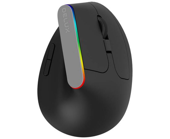 Wireless Vertical Mouse Delux M618C 2.4G 1600DPI RGB (black)