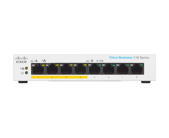 Cisco CBS110-8PP-D Unmanaged L2 Gigabit Ethernet (10/100/1000) Power over Ethernet (PoE) Grey