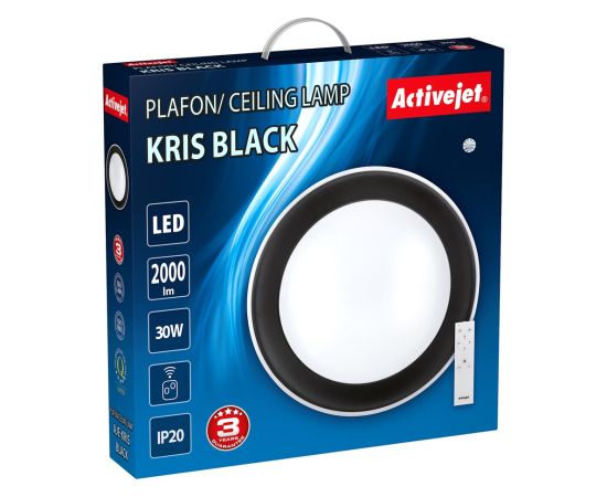 Modern LED dimmable ceiling plafond Activejet KRIS Black wireless control by remote