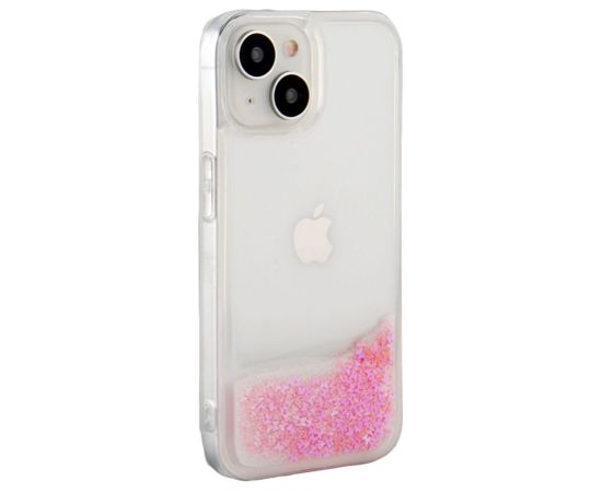 iLike iPhone 14 Silicone Case Water Glitter Apple Pink