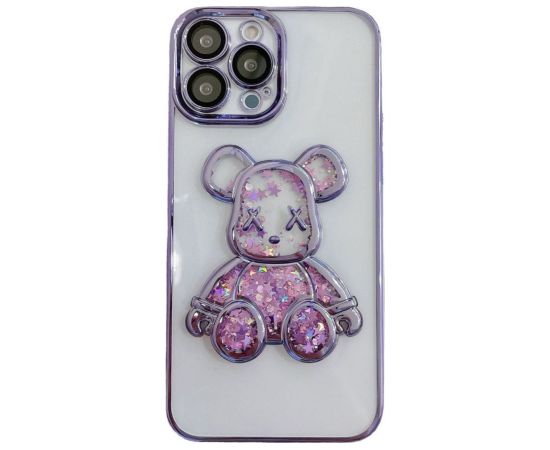 iLike iPhone 15 Pro Max Silicone Case Print Desire Bear Apple Purple