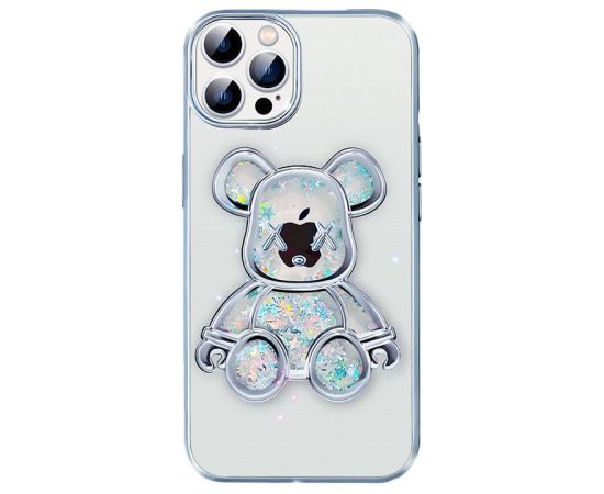 iLike iPhone 15 Pro Silicone Case Print Desire Bear Apple Silver